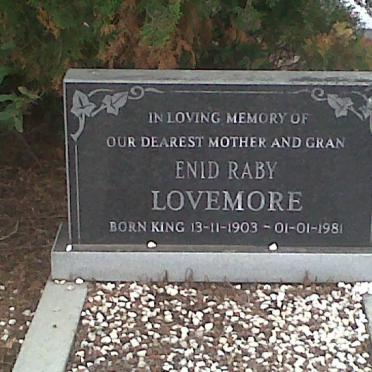 LOVEMORE Enid Raby 1903-1981