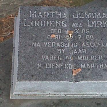 LOURENS Martha Jemima nee DIRKS 1905-1988