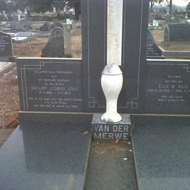 MERWE Dietloff Jacobus, van der 1928-1976 &amp; Ella DE KOCK 1938-1991