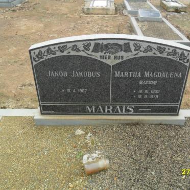 MARAIS Jakob Jakobus 1907- &amp; Martha Magdalena BASSON 1905-1979