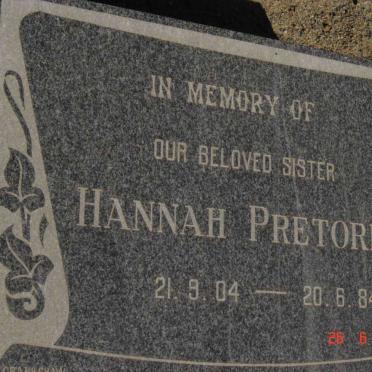 PRETORIUS Hannah 1904-1984