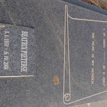 PIETERSE Bennie 1925-1987 &amp; Beatrix 1931-2004