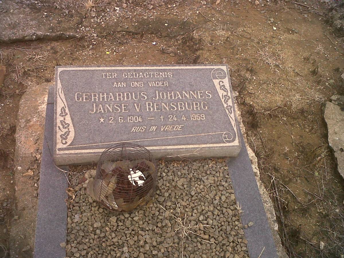 RENSBURG Gerhardus Johannes, Janse v. 1904-1959