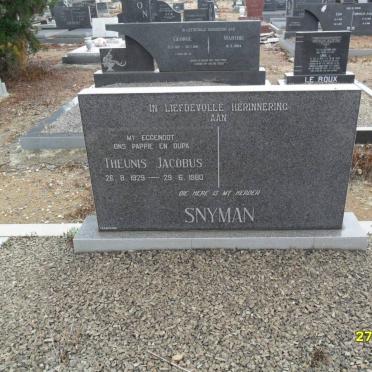SNYMAN Theunis Jacobus 1929-1980
