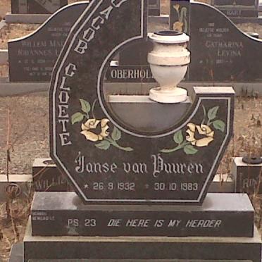 VUUREN Jacob Cloete, Janse van 1932-1983