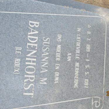 BADENHORST Susanna M. nee LE ROUX 1919-1997