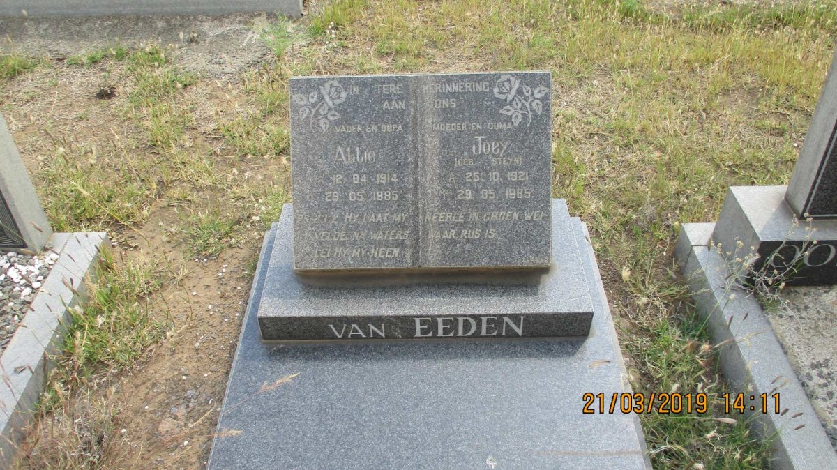 EEDEN Attie, van 1914-1985 & Joey STEYN 1921-1985