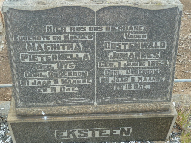 EKSTEEN Oostenwald Johannes 1863- & Magritha Pieternella UYS