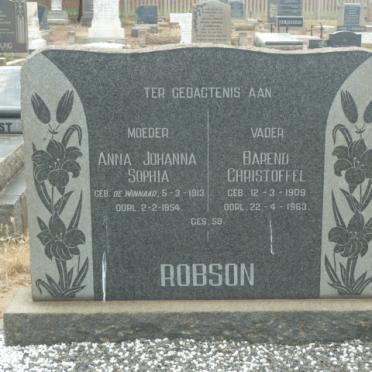 ROBSON Barend Christoffel 1909-1963 & Anna Johanna Sophia DE WINNAAR 1913-1954