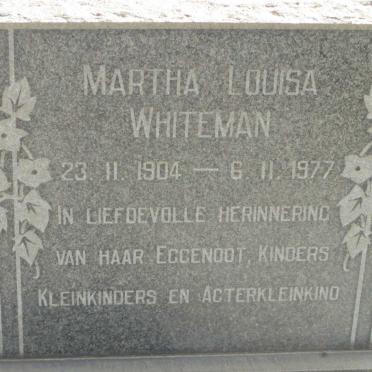 WHITEMAN Martha Louisa 1904-1977