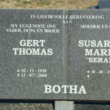 BOTHA Gert Thomas 1938-2000 &amp; Susarah Maria 1940-