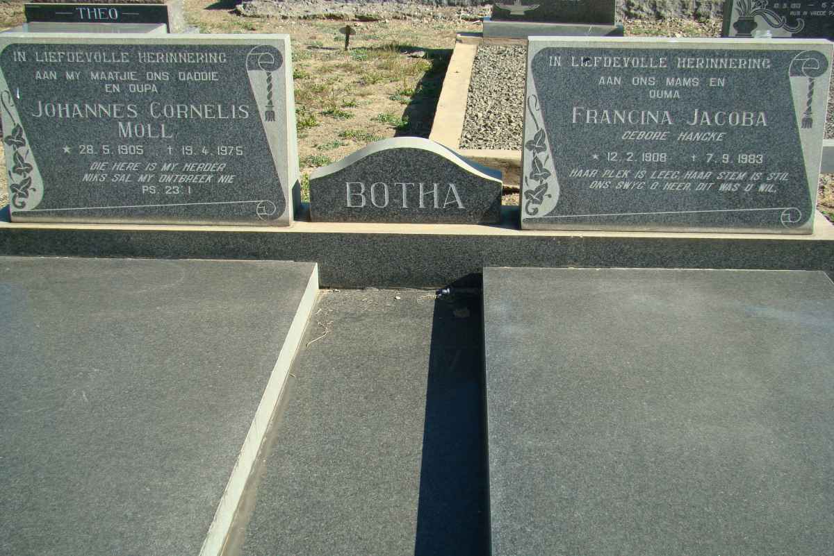 BOTHA Johannes Cornelis Moll 1905-1975 &amp; Francina Jacoba HANCKE 1908-1983
