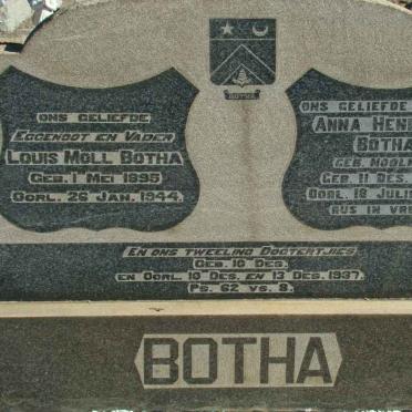 BOTHA Louis Moll 1895-1944 &amp; Anna Hendrina MOOLMAN 1896-1990