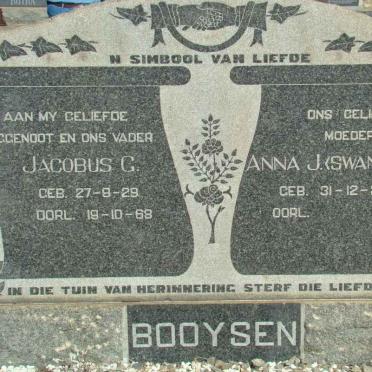 BOOYSEN Jacobus G. 1929-1968 &amp; Anna J. SWANEPOEL 1928-
