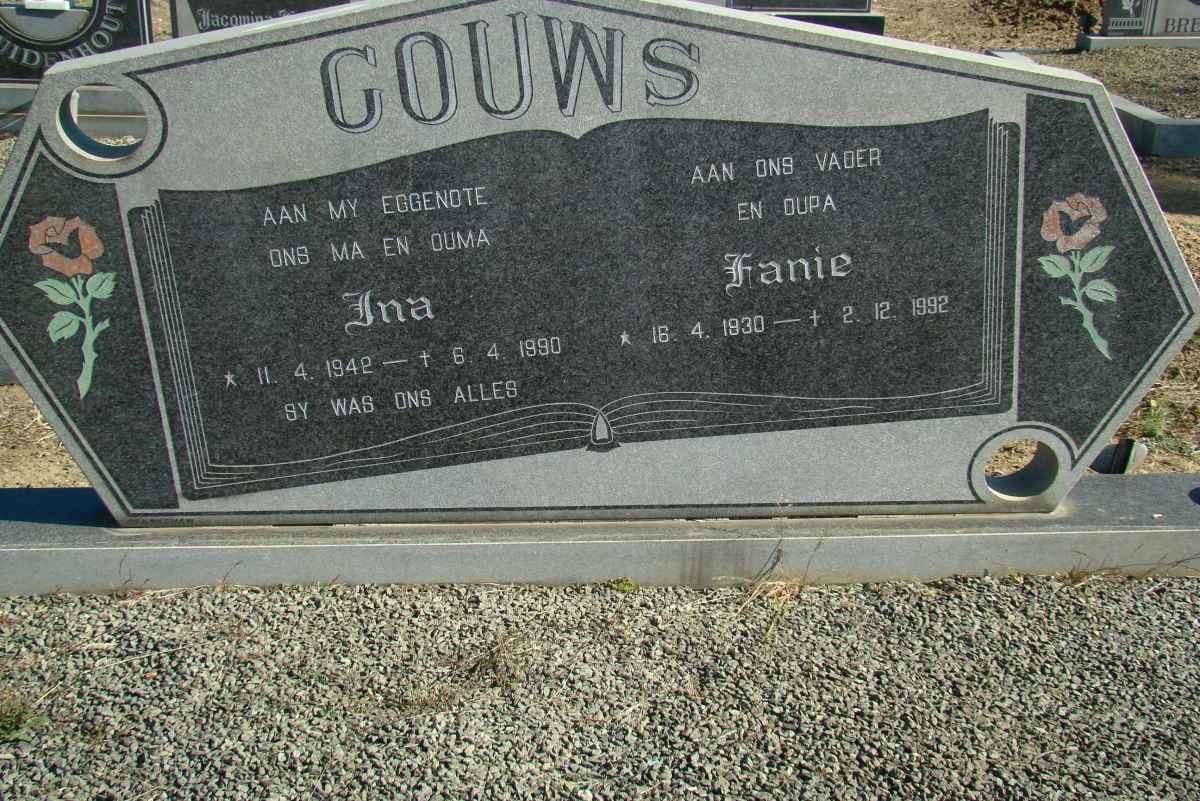 GOUWS Fanie 1930-1992 &amp; Ina 1942-1990