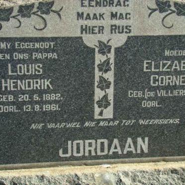 JORDAAN Louis Hendrik 1882-1961 &amp; Elizabeth Cornelia DE VILLIERS 1908-