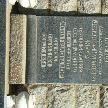 KEMP Johannes Marthinus 1872-1938 &amp; Maria Francina MOLL 1884-1954