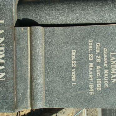 LANDMAN Alida Maria nee NAUDE 1868-1945