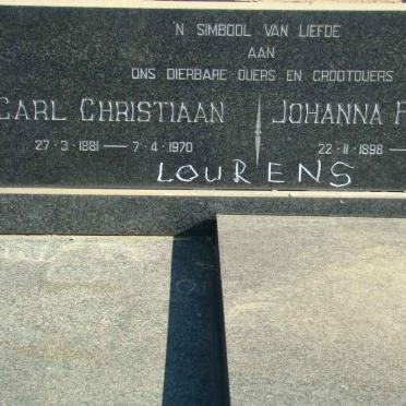 LOURENS Carl Christiaan 1881-1970 &amp; Johanna Fredrika 1898-1971