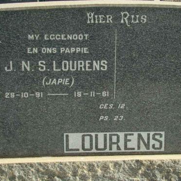 LOURENS J.N.S. 1891-1961