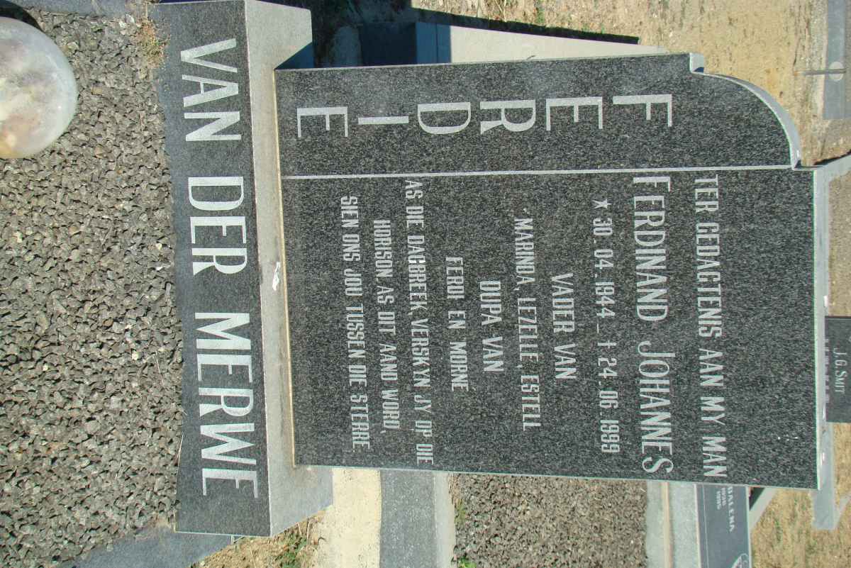 MERWE Ferdinand Johannes, van der 1944-1999