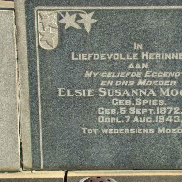 MOOLMAN Elsie Susanna nee SPIES 1872-1943