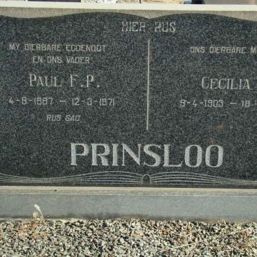 PRINSLOO Paul F.P. 1887-1971 &amp; Cecilia J. 1903-1982