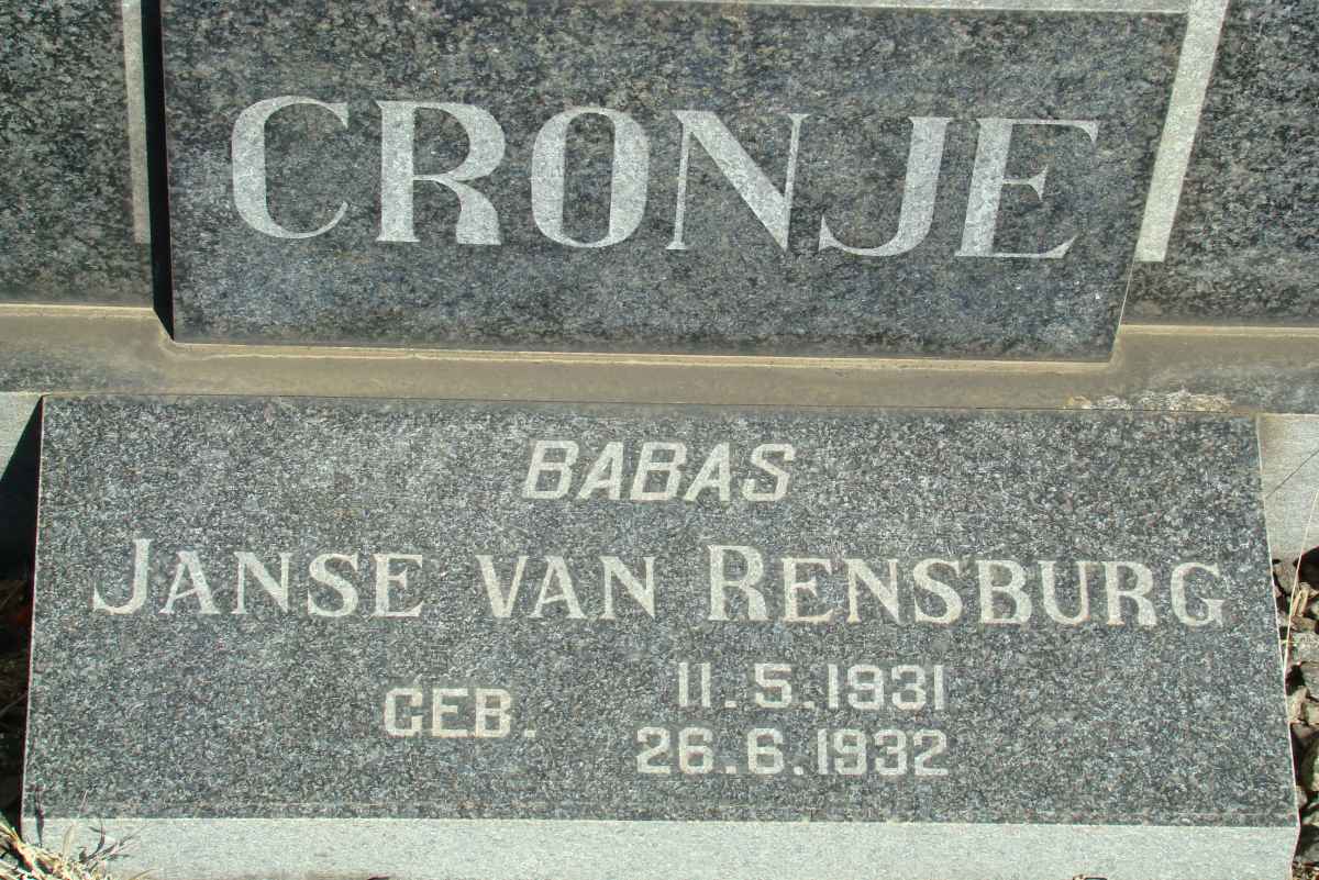 RENSBURG Baba, Janse van 1932-1932 :: JANSE VAN RENSBURG Baba 1932-1932