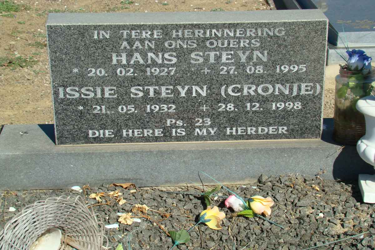 STEYN Hans 1927-1995 &amp; Issie CRONJE 1932-1998