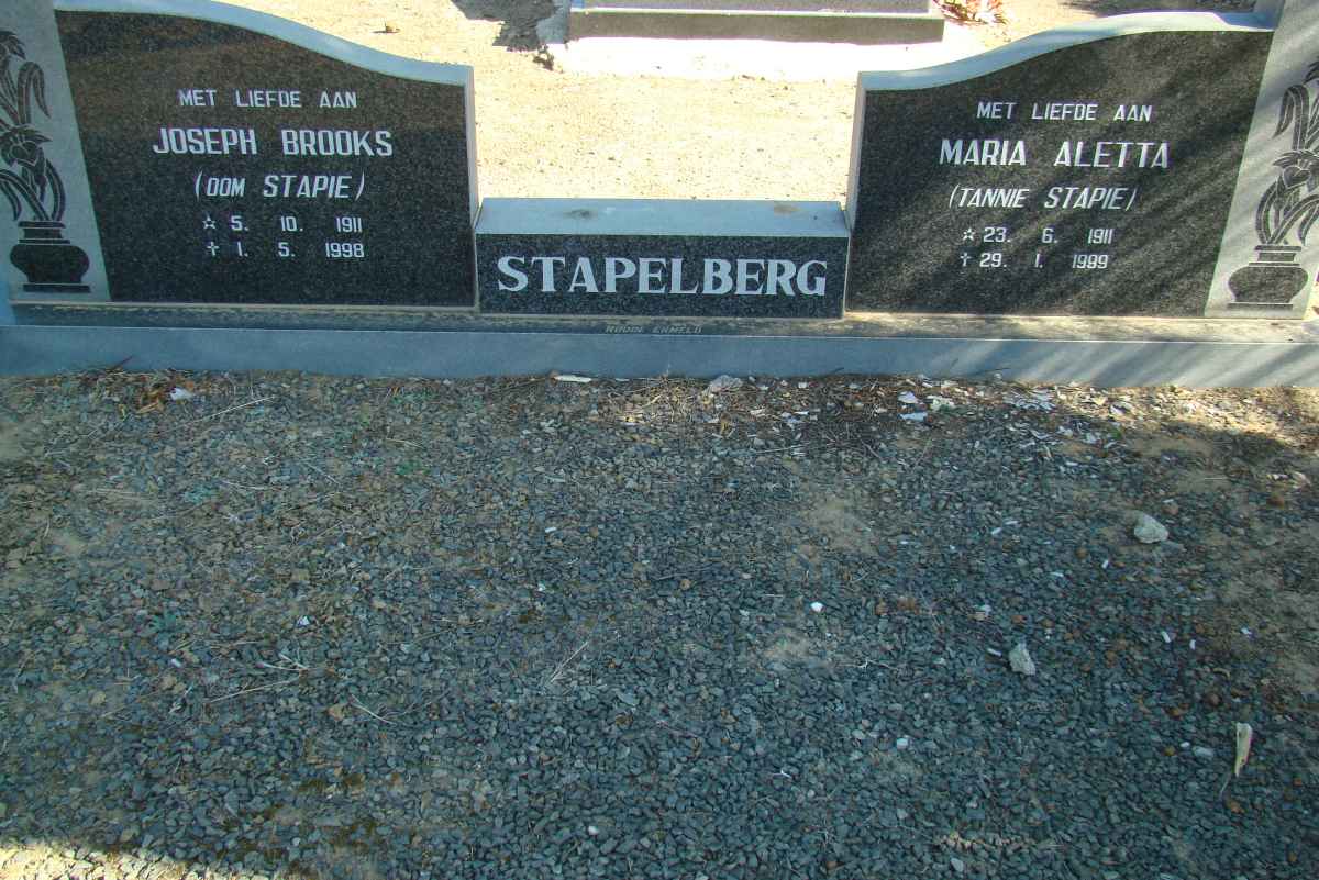 STAPELBERG Joseph Brooks 1911-1998 &amp; Maria Aletta 1911-1999
