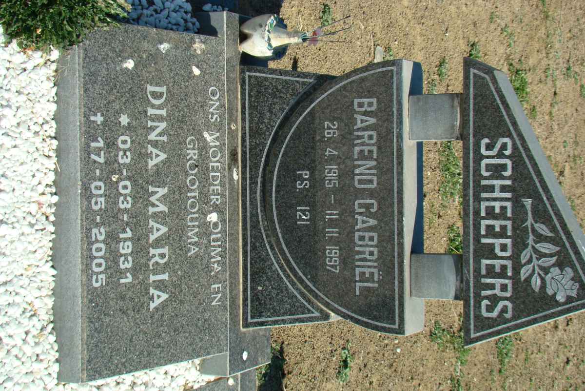 SCHEEPERS Barend Gabriël 1915-1997 &amp; Dina Maria 1931-2005