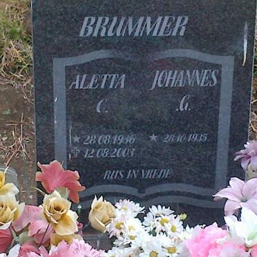 BRUMMER Johannes G. 1935- &amp; Aletta C. 1936-2003