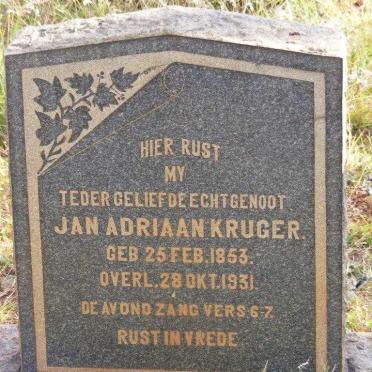 KRUGER Jan Adriaan 1853-1931