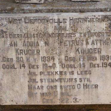 KRUGER Petrus Mattheus 1938-1940 :: KRUGER Jan Adriaan 1934-1940