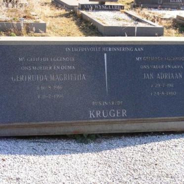 KRUGER Jan Adriaan 1911-1980 &amp; Gertruida Magrietha 1916-1996