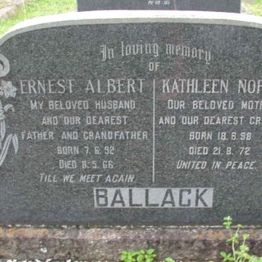 BALLACK Ernest Albert 1892-1966 &amp; Kathleen Norah 1898-1972
