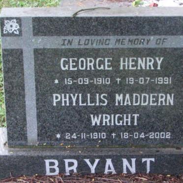 BRYANT George Henry 1910-1991 &amp; Phyllis Maddern Wright 1910-2002