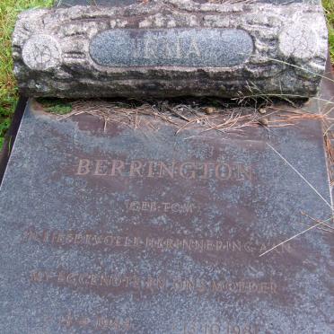 BERRINGTON Irma nee TOM 1944-1981