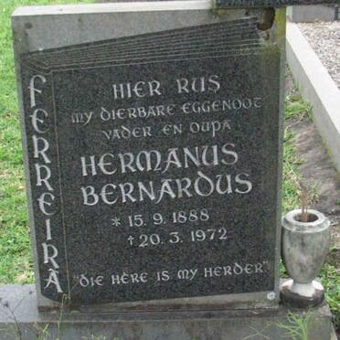 FERREIRA Hermanus Bernardus 1888-1972