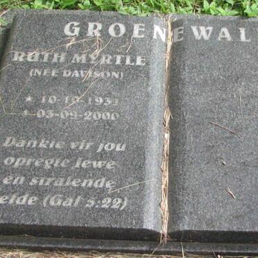 GROENEWALD Ruth Myrtle nee DAVIDSON 1939-2000
