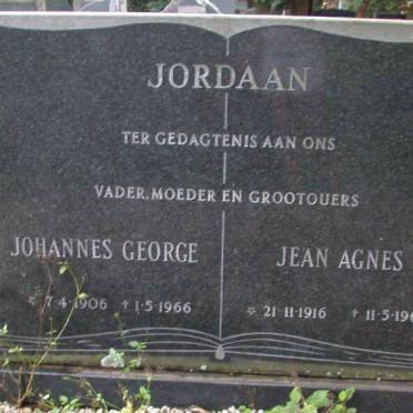 JORDAAN Johannes George 1906-1966 &amp; Jean Agnes 1916-1968