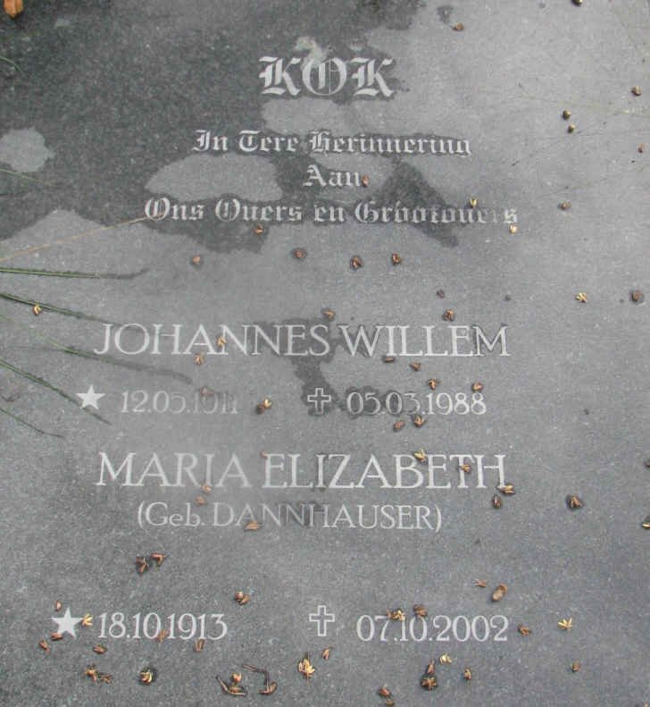 KOK Johannes Willem 1911 1988 &amp; Maria Elizabeth DANNHAUSER 1913-2002