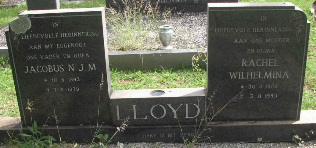 LLOYD Jacobus N.J.M. 1893-1979 &amp; Rachel Wilhelmina 1909-1993