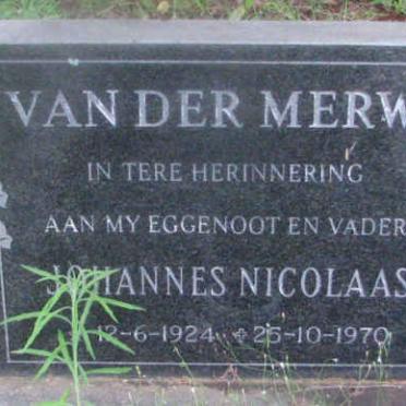 MERWE Johannes Nicolaas, van der 1924-1970