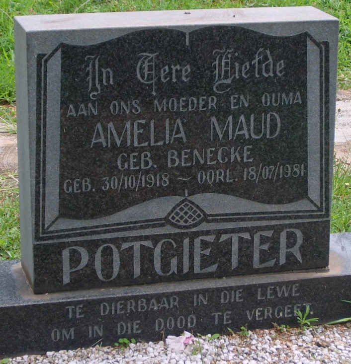 POTGIETER Amelia Maud nee BENECKE 1918-1981