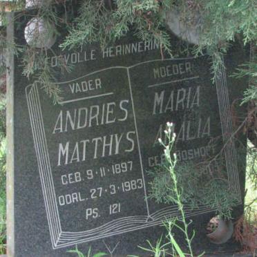 VRIES Andries Matthys, de 1897-1983 &amp; Maria Amalia BOSHOFF ?