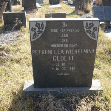 CLOETE Petronella Wilhelmina 1925-1992