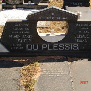 PLESSIS Frans Jakob, du 1930-1985 &amp; Elisabeth Louisa 1927-?