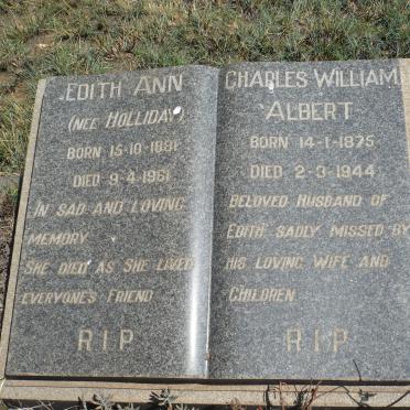 ALBERT Charles William 1875-1944 &amp; Edith Ann HOLLIDAY 1881-1961