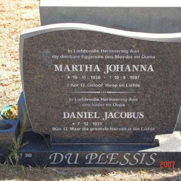 PLESSIS Daniel Jacobus, du 1935 - ? &amp; Martha Johanna 1936 -1997